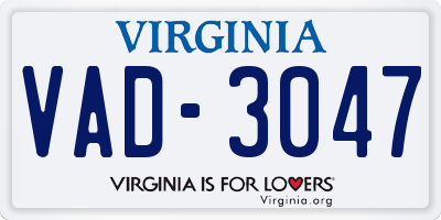 VA license plate VAD3047
