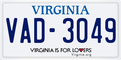 VA license plate VAD3049