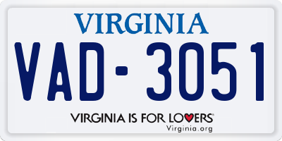 VA license plate VAD3051