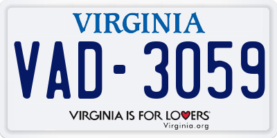 VA license plate VAD3059