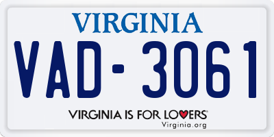 VA license plate VAD3061