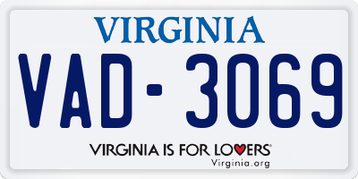 VA license plate VAD3069