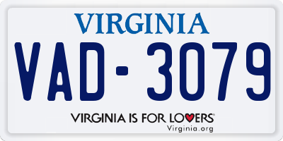 VA license plate VAD3079