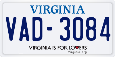 VA license plate VAD3084