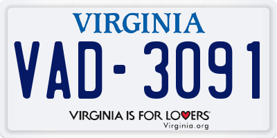 VA license plate VAD3091