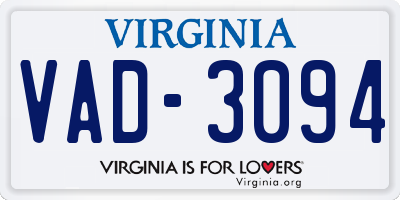 VA license plate VAD3094
