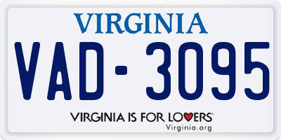 VA license plate VAD3095
