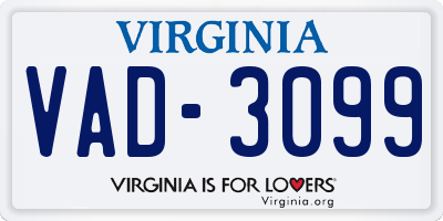 VA license plate VAD3099