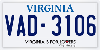 VA license plate VAD3106