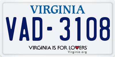VA license plate VAD3108
