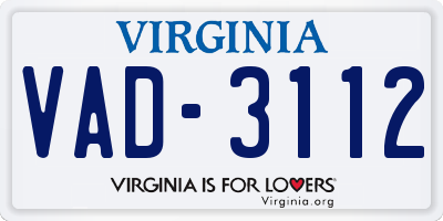 VA license plate VAD3112