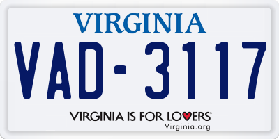 VA license plate VAD3117