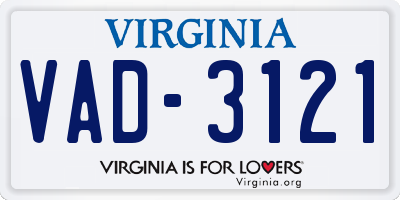 VA license plate VAD3121
