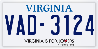 VA license plate VAD3124