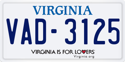 VA license plate VAD3125