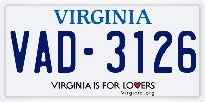 VA license plate VAD3126