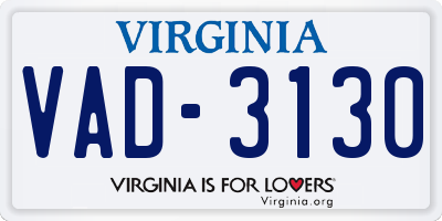 VA license plate VAD3130
