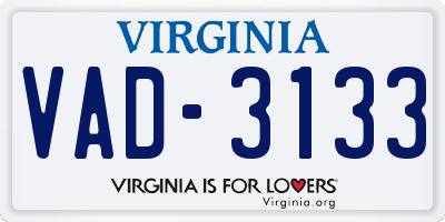 VA license plate VAD3133