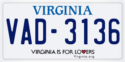 VA license plate VAD3136
