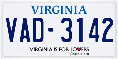 VA license plate VAD3142