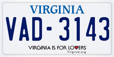 VA license plate VAD3143
