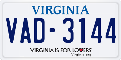 VA license plate VAD3144