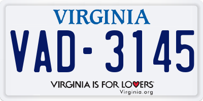 VA license plate VAD3145