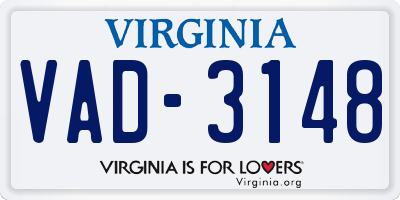 VA license plate VAD3148