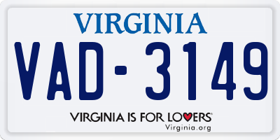 VA license plate VAD3149