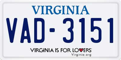 VA license plate VAD3151