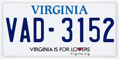 VA license plate VAD3152
