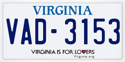 VA license plate VAD3153