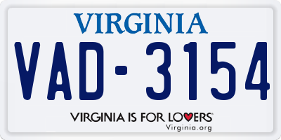 VA license plate VAD3154