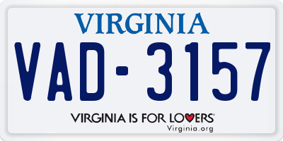 VA license plate VAD3157
