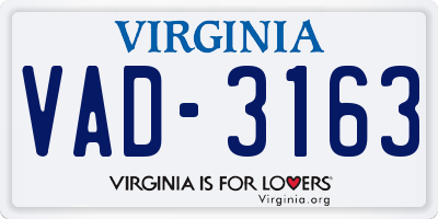 VA license plate VAD3163