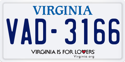 VA license plate VAD3166