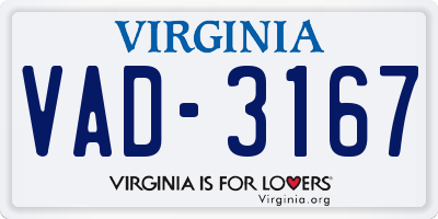 VA license plate VAD3167