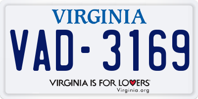 VA license plate VAD3169