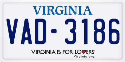 VA license plate VAD3186