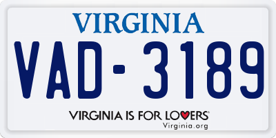 VA license plate VAD3189