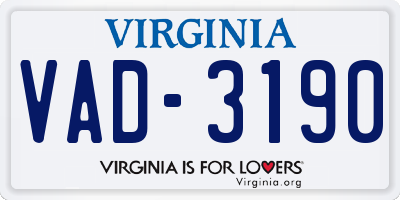 VA license plate VAD3190