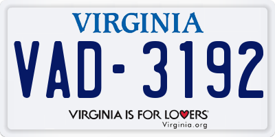 VA license plate VAD3192