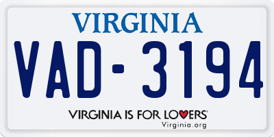 VA license plate VAD3194