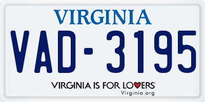 VA license plate VAD3195