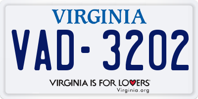 VA license plate VAD3202