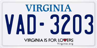 VA license plate VAD3203
