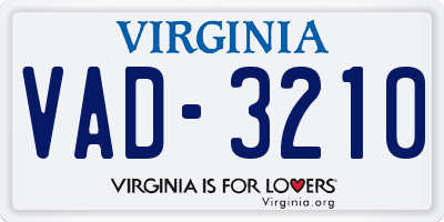 VA license plate VAD3210