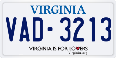 VA license plate VAD3213