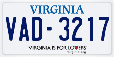 VA license plate VAD3217