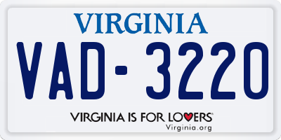 VA license plate VAD3220
